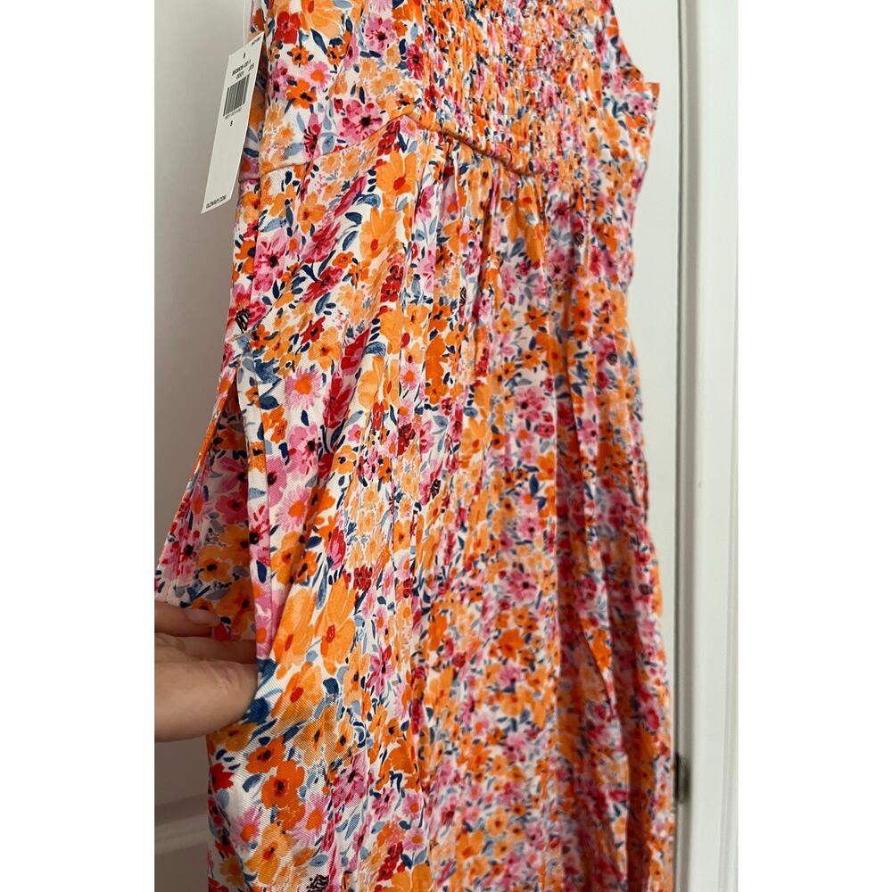 Old navy pink orange floral cami midi dress Sz. S cottage fairy NWT - Picture 5 of 8